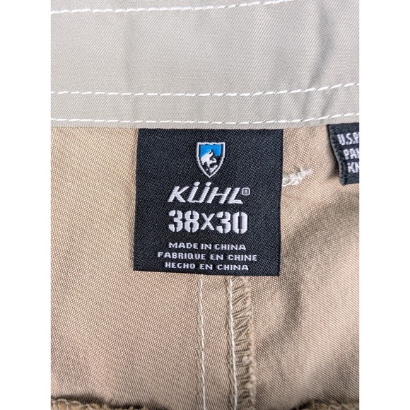 Kuhl Cargo Pants Men's 38x30 Khaki Cotton Blend Flat Front Hiking Workwear - Picture 4 of 14